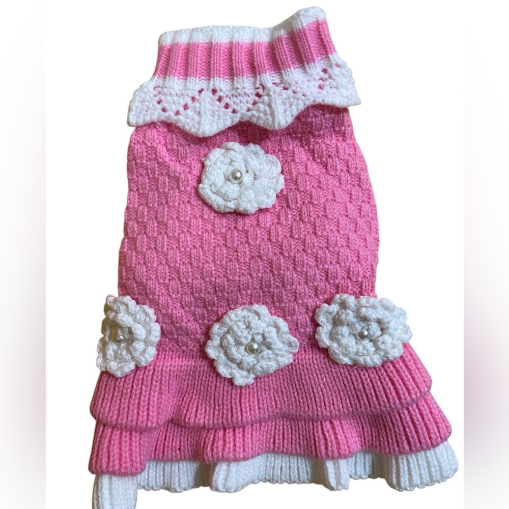 NWT Dog Cat pet outfit Sweater Dress Cable Knitwear Size 2 - Picture 4 of 8